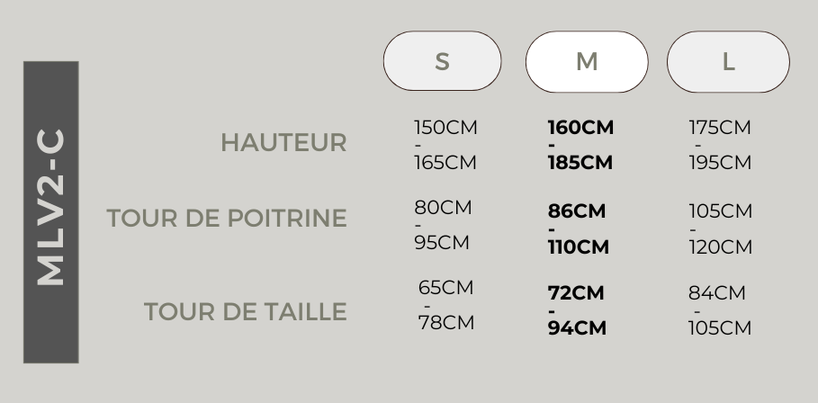 Size chart- Airbag vest MLV2-C Black