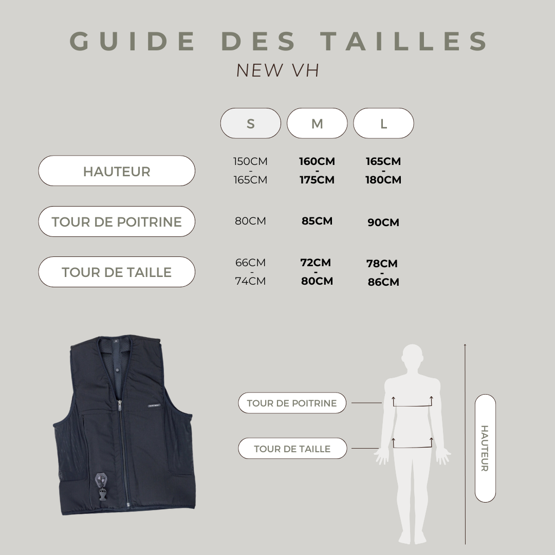 Size chart- Airflex Airbag Vest Black